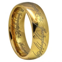 Cina Anello in tungsteno in stock Popolare 8mm Lord of Ring in oro lucido e laserato Produttore cinese di Lord of Ring in tungsteno produttore