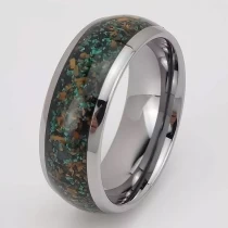 Cina Cina Fasce nuziali uniche e convenienti Anello in carburo di tungsteno bombato da 8 mm con pietra preziosa Malachite rotta e intarsio occhio di tigre Produttori cinesi produttore