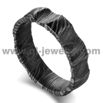 China Erschwingliche und einzigartige Eheringe für Herren Schwarzer Damaststahl Eheringe 6 mm gewölbter konkaver schwarzer Damastring China Hersteller Hersteller