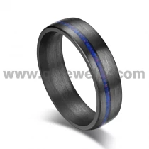 China Rare metal wedding band for men women 6mm domed pure tantalum ring with blue opal inlay China Manufacturer manufacturer