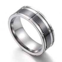 Cina Cina Fedi nuziali in tungsteno da uomo scanalate con anello in ceramica nera da 8 mm di design più recente Produttori cinesi produttore
