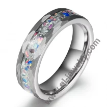 China 6mm neutrales Silber gehämmert Wolfram Herrenring Inlay Opal Eheringe Ringschmuck Opal Wolframringe China Hersteller Hersteller