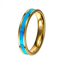 Chine Chine Alliance en carbure de tungstène plaqué or hautement poli de 4 mm avec incrustation turquoise Fabricants fabricant