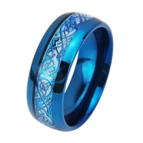 China Viele Wolfram-Eheringe auf Lager. Großhandelspreise: Drachen-Inlay, blau leuchtender Wolframcarbid-Ring, China-Lieferant Hersteller