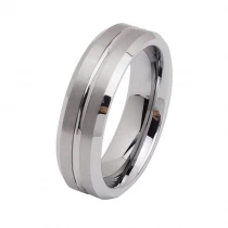 porcelana Un montón de alianzas de boda de tungsteno en stock Bordes biselados de 6 mm / 8 mm y anillo de carburo de tungsteno cepillado ranurado Fabricantes fabricante