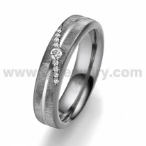 China Rare Metal Pure Tantalum Couple Rings 6mm Polished and Brushed Wood Effect Pure Tantalum Ring Settled with CZ Stones China Manufacturer manufacturer