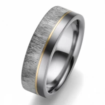 China Rare Metal Pure Tantalum Couple Rings 6mm Polished and Brushed Wood Effect Pure Tantalum Ring with Gold Line Inlay China Manufacturer manufacturer