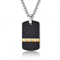 China In Stock Creative European Simple Hexagonal Nailhead K Pattern Carbon Fiber Pendant Men's Fashion Military Pendant China Supplier manufacturer