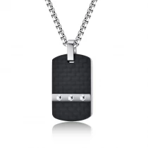 China In Stock Creative European Simple Hexagonal Nailhead K Pattern Carbon Fiber Pendant Men's Fashion Military Pendant Silver Color  China Supplier manufacturer