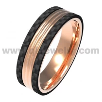 China Fabrik - Made: 8mm Titan- und Kohlefaserring mit Rosen - Goldakzente Einzigartige Ehering der schwarzen Kohlefaser China Hersteller Hersteller