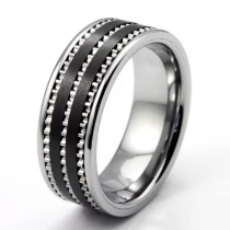 porcelana Equipo de revestimiento negro de comodidad de 8 mm único de 8 mm High pulido y cepillado con tungsteno Grovin Tungsten Carbide Bodas de boda China Fabricante fabricante