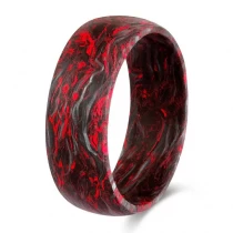 Cina Materiali di alta qualità Burl rosso anello nuziale in fibra di carbonio forgiato per uomo produttore di porcellane produttore