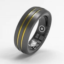 Chine OEM / ODM Smart Anneaux Domed Black Tungsten Carbide Health Smart Ring avec des lignes d'or cardiaque à chaud Hot Sell Fashion Men Sports Ring Chine fabricant fabricant