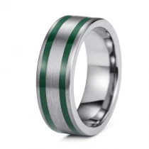 Cina Anello in carburo di tungsteno resistente all'ingrosso per uomini con strisce verdi-produttore di porcellana resistente ai graffi ed elegante produttore