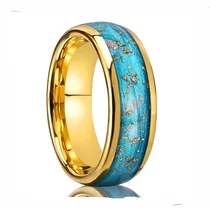 Китай Изогнутые парные кольца премиум-класса из карбида вольфрама диаметром 8 мм с гальваническим покрытием из золота и голубого песка производителя