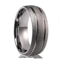 China Men's 8mm Domed Tungsten Carbide Wedding Ring with Silver Sandblasted Finish - Factory Direct manufacturer