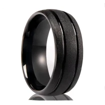 China 8mm Sandblasted Black Tungsten Carbide Men's Ring - Durable & Modern Wholesale manufacturer