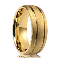 China 8mm Wide Sandblasted Tungsten Carbide Ring with 18K Gold Plating for Men manufacturer