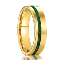 China Premium 6mm Tungsten Carbide Couple's Bands with Genuine Malachite Inlay manufacturer