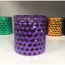 China Customized diamond glass candle jar with lids manufacturer
