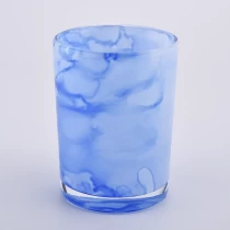 Kiina Sininen marmori Efekti 10oz 12oz lasin kynttilät valmistaja