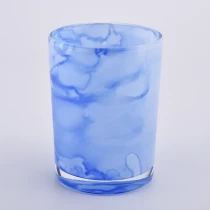 Chine Effet de marbre bleu 10oz 12oz Bougies de verre de verre fabricant