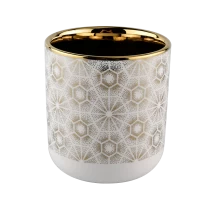 Cina 400ml white ceramic candle holder with gold pattern - COPY - i4w6cf pabrikan