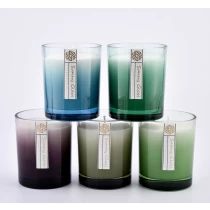 China Customized color 300ml gradient outside  glass candle holder for wholesale manufacturer