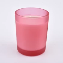 중국 반투명 럭셔리 핑크 촛불 항아리 써니 유리를 서리로 묶었습니다 제조업체