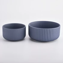 China stripes ceramic black candle jars with mate black color manufacturer