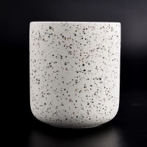 China concrete 400ml ceramic candle jar with sand dot decoration manufacturer