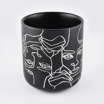 China Unique Matte Black Ceramic Candle Vessels With Custom Pattern - COPY - ag5qmm pengilang