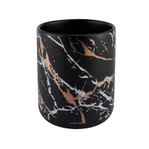 中国 圆底黑色大理石效果陶瓷蜡烛罐 制造商