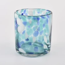 China Luxury blue and white 500ml glass candle vessele from Sunny Glassware manufacturer