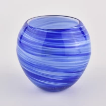 Kina Populær blå og hvit 10OZ Glass Candle Holder for Home Deco produsent