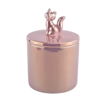 China pink ceramic candle jar with lid in glossy manufacturer