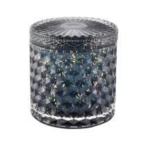 China luxury gloss black glass candle jar with lid manufacturer