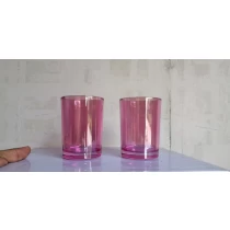 China 6 ounce transparent electroplated glass candle jars with thick wall manufacturer