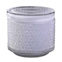 China 25oz 720ml luxury glass candle jars and lids wholesale snowflake pattern design manufacturer