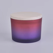 China decorative glass candle jar wood lid 500ml manufacturer