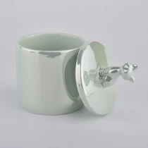 Tsina Luxury ion electroplating glossy ceramic candle jar na may lids para sa dekorasyon Manufacturer