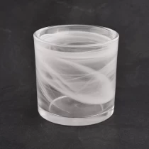 China white cloudy effect unique glass candle jars wholesaler manufacturer