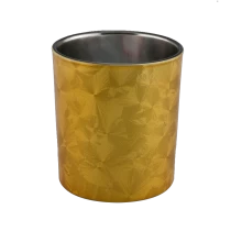China Luxury electroplating gold 300ml cylinder glass jar from Sunny Glassware manufacturer