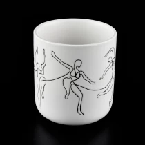 China white ceramic candle vessel with print manufacturer