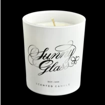 China popular cylinder white glass candle jar custom logo manufacturer