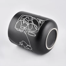 China Custom Cylinder Black Ceramic Candle Jar for Making manufacturer