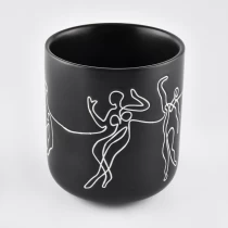 China black ceramic candle vessels 12 oz manufacturer