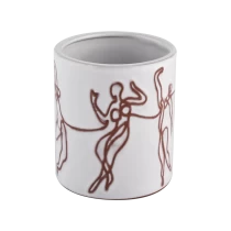 China Custom White Concrete Candle Jar with Drawing Wholesale manufacturer