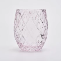 China 200ml pink diamond effect cylinder  glass candle jar for wedding manufacturer