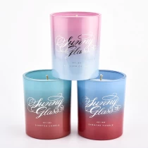 China home decorated matte glossy gradient color ombre glass candle jars manufacturer